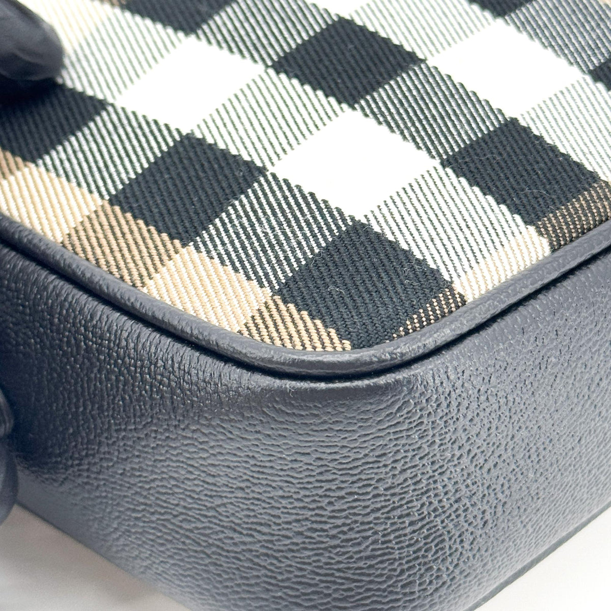 Burberry Vintage Check Leather Camera Bag Small Black