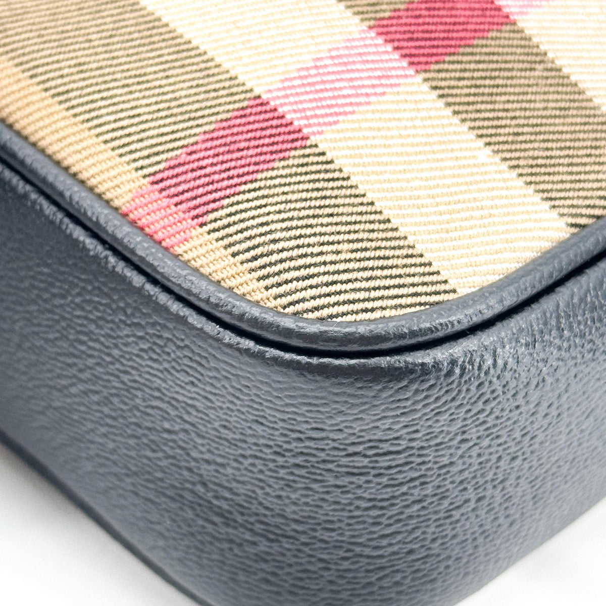 Burberry Vintage Check Leather Camera Bag Small Black