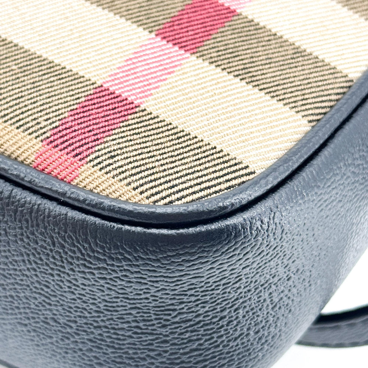 Burberry Vintage Check Leather Camera Bag Small Black