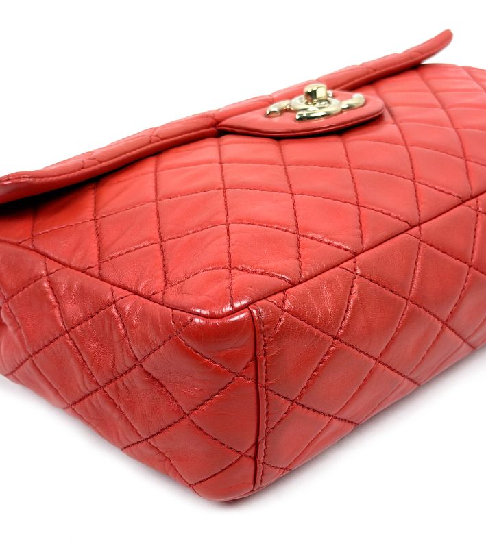 Chanel Orange Quilted CC Flap Chain Shoulder Bag