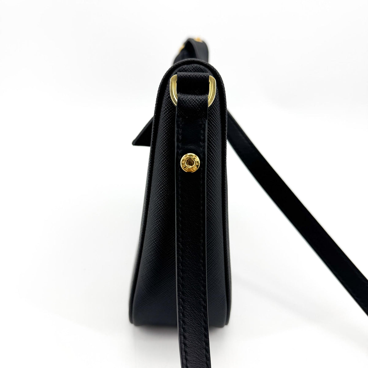 Prada Saffiano leather crossbody bag in black with gold hardware