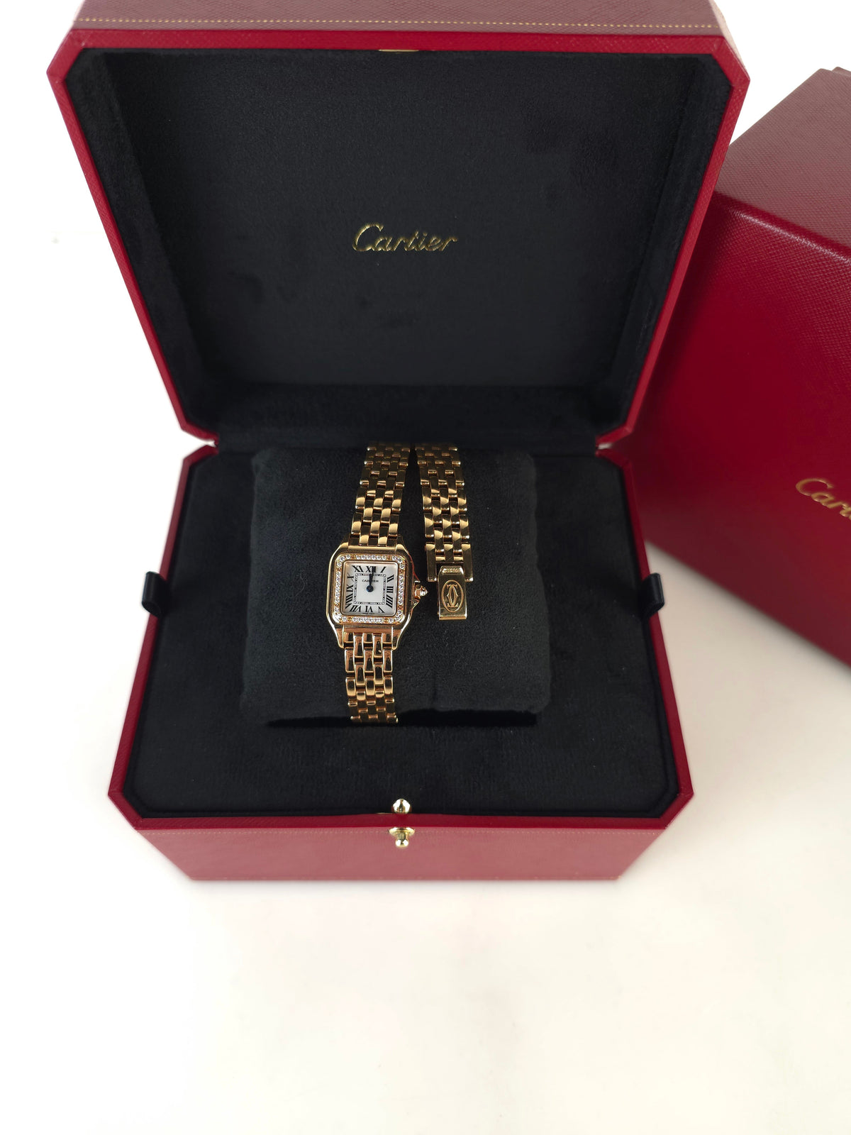 Small Panther Diamond 18K Gold Double Bracelet Watch