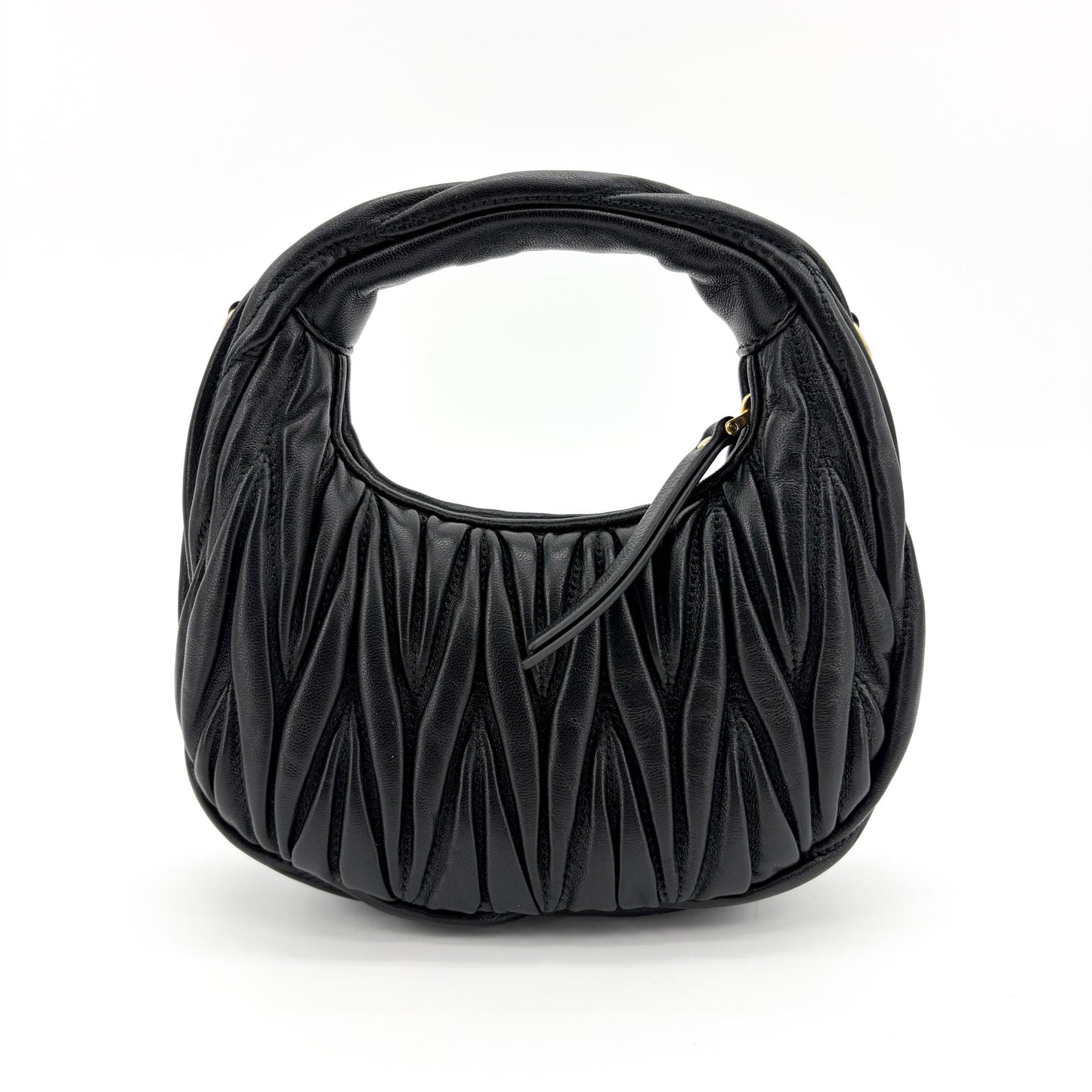 Miu Miu Wander Matelassé Napa Leather Mini Hobo Bag Black