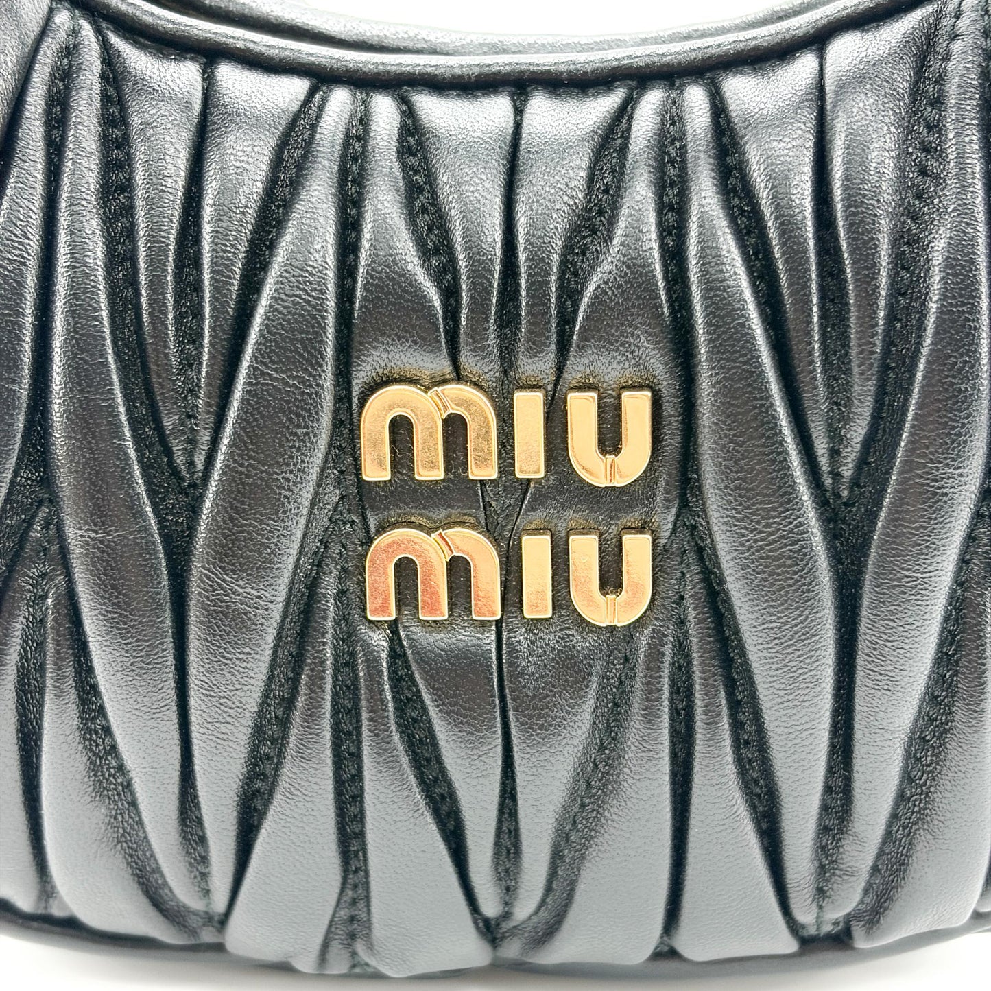 Miu Miu Wander Matelassé Napa Leather Mini Hobo Bag Black