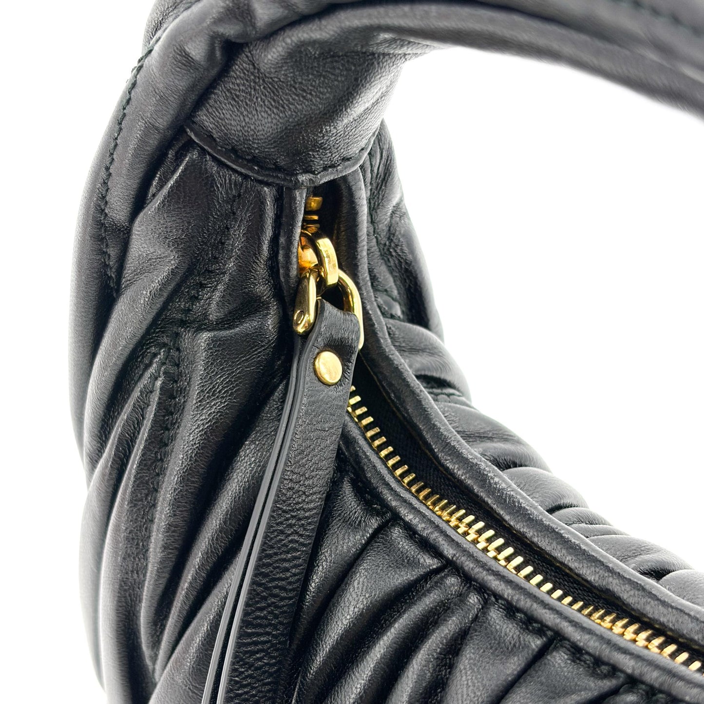 Miu Miu Wander Matelassé Napa Leather Mini Hobo Bag Black