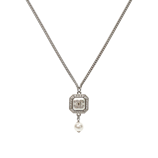 Chanel Pearl and Crystal Square Chain Necklace
