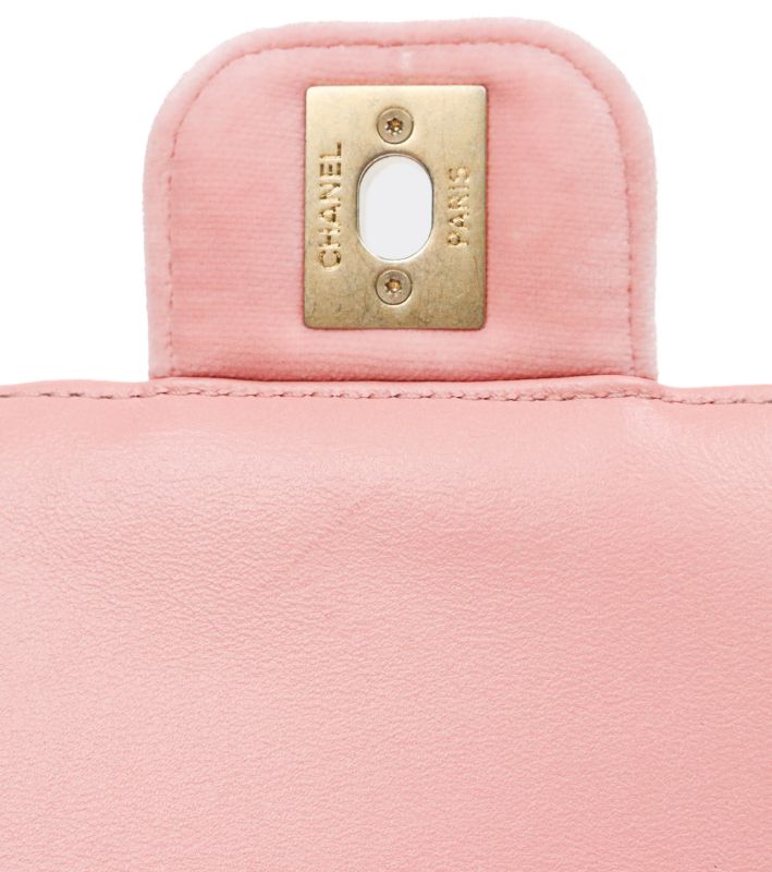 Chanel Season Mini Pink Velvet Shoulder Bag