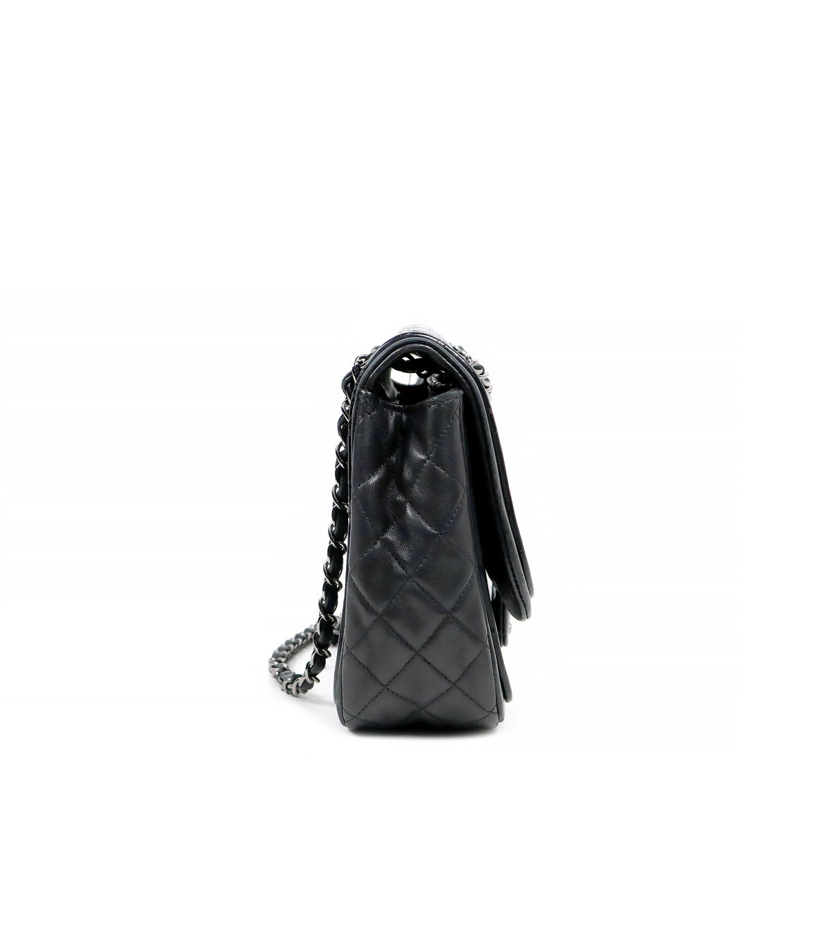 Chanel Black Faden Quilted CC Flap Chain Shoulder Bag