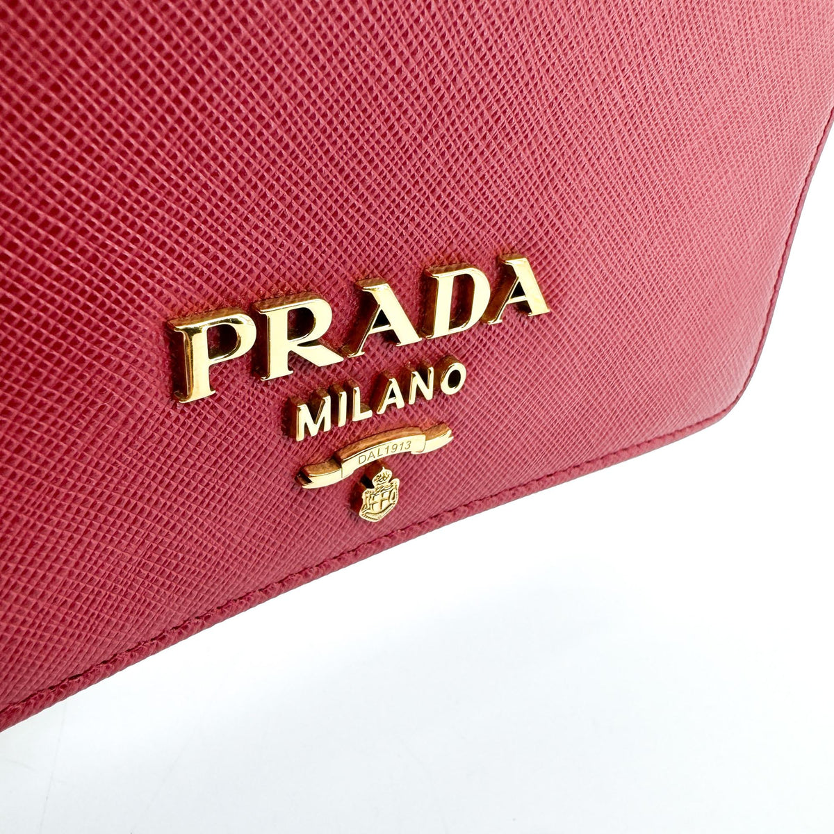 Prada Saffiano Lux Chain Crossbody Bag Red Gold Hardware