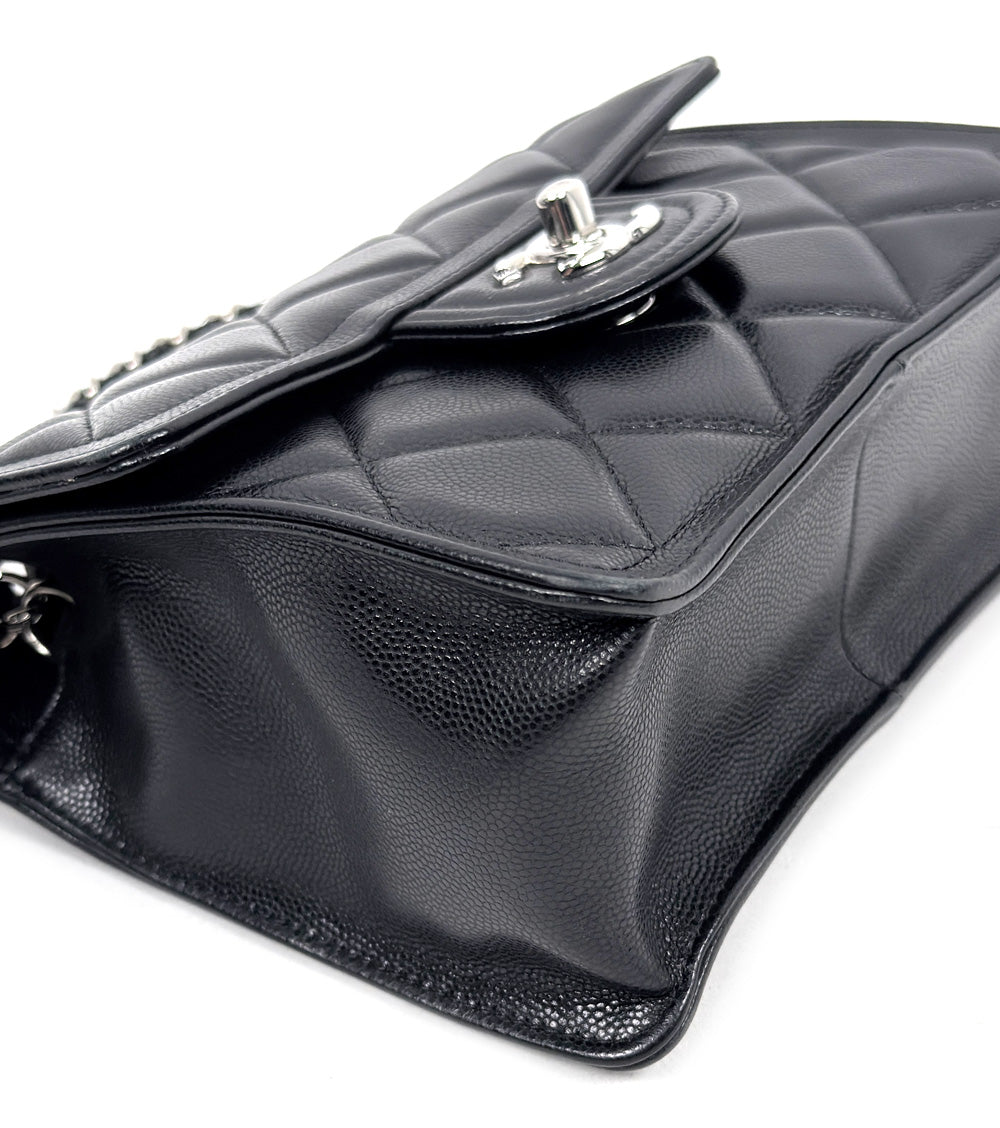 Chanel Black Caviar Quilted CC Chain Shoulder Bag with Built-in Chip