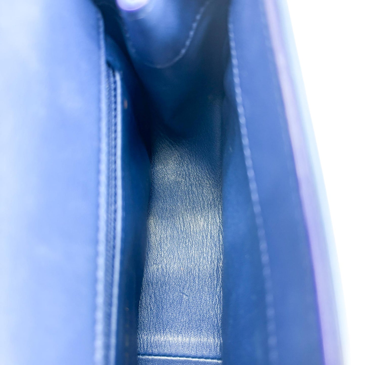 Chanel Lambskin Metal Top Handle Flap Bag with Gold Hardware Blue