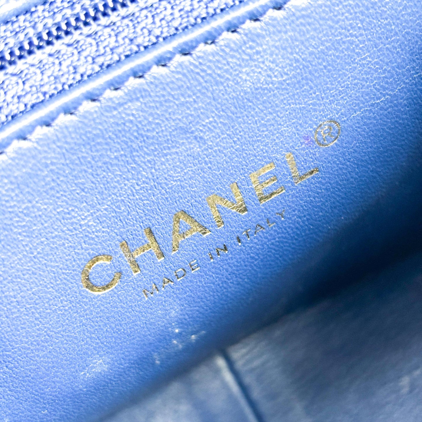 Chanel Lambskin Metal Top Handle Flap Bag with Gold Hardware Blue