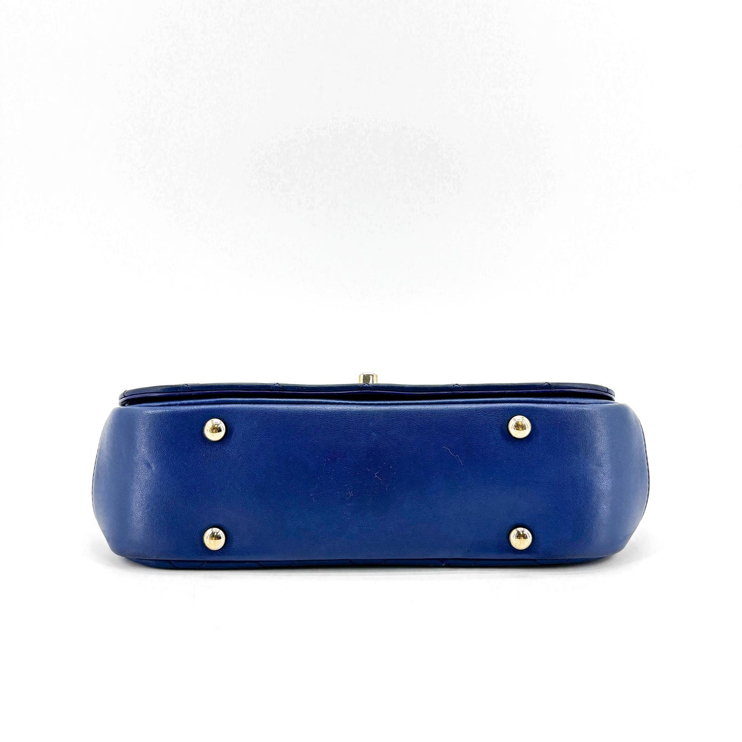 Chanel Lambskin Metal Top Handle Flap Bag with Gold Hardware Blue