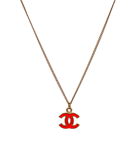 Chanel Pink CC Gold Necklace