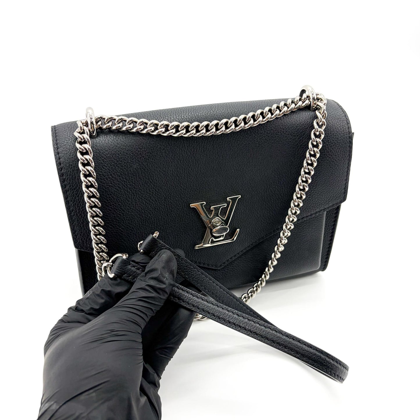 Louis Vuitton My Lock Me BB Chain Bag Black Silver Hardware