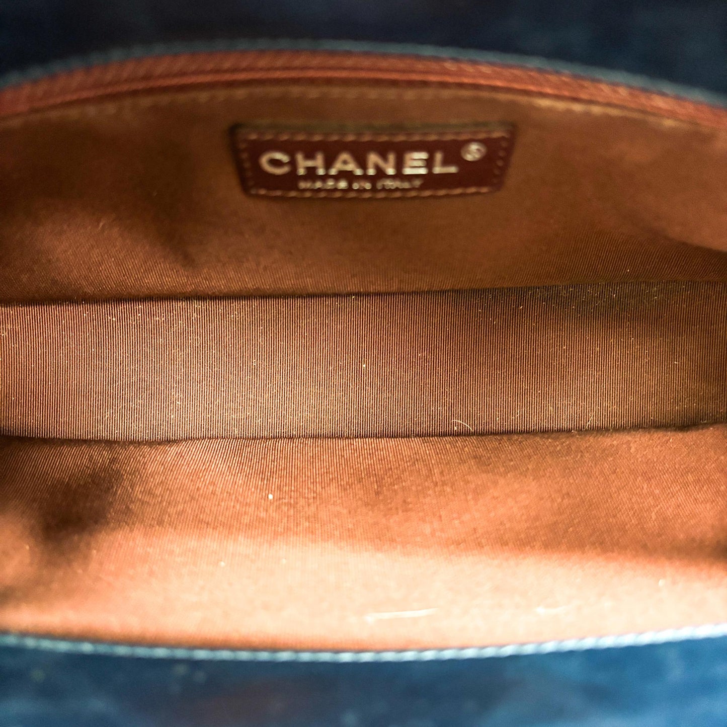 Chanel Vintage Lambskin Frame Chain Shoulder Bag Navy Gold Hardware