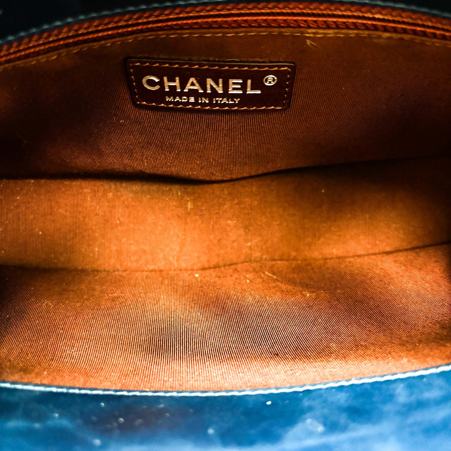 Chanel Vintage Lambskin Frame Chain Shoulder Bag Navy Gold Hardware