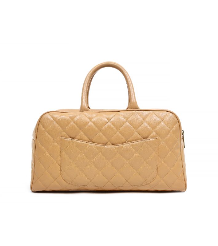 Chanel Beige Caviar Big CC Bowling Tote