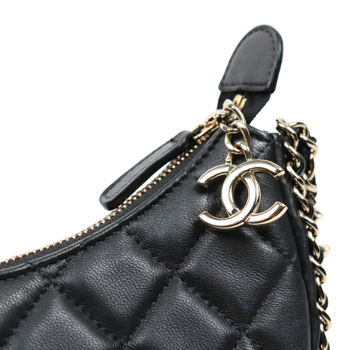 Chanel Black Lambskin Half-Moon Hobo Bag