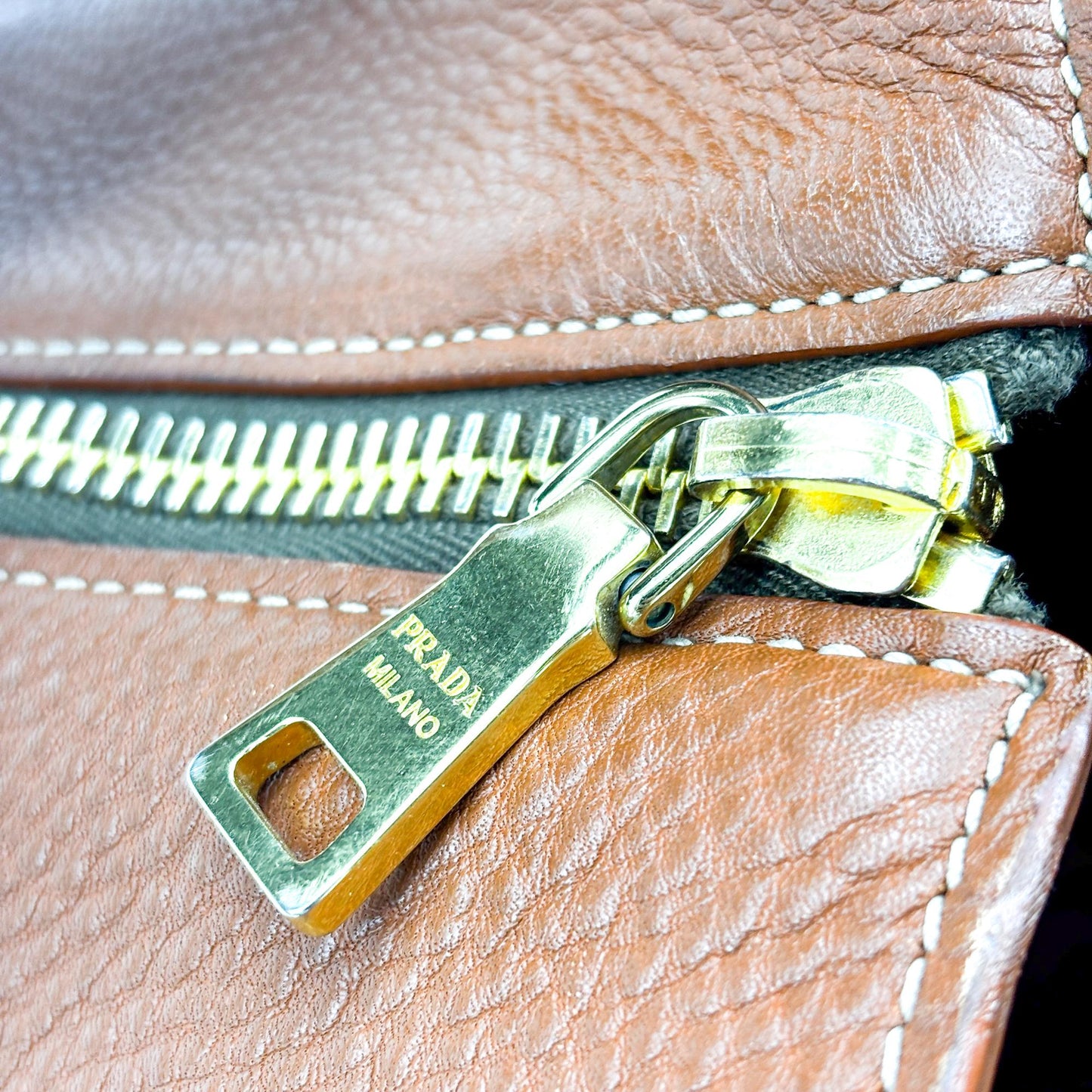 Prada Vitello Daino Tote Bag Brown