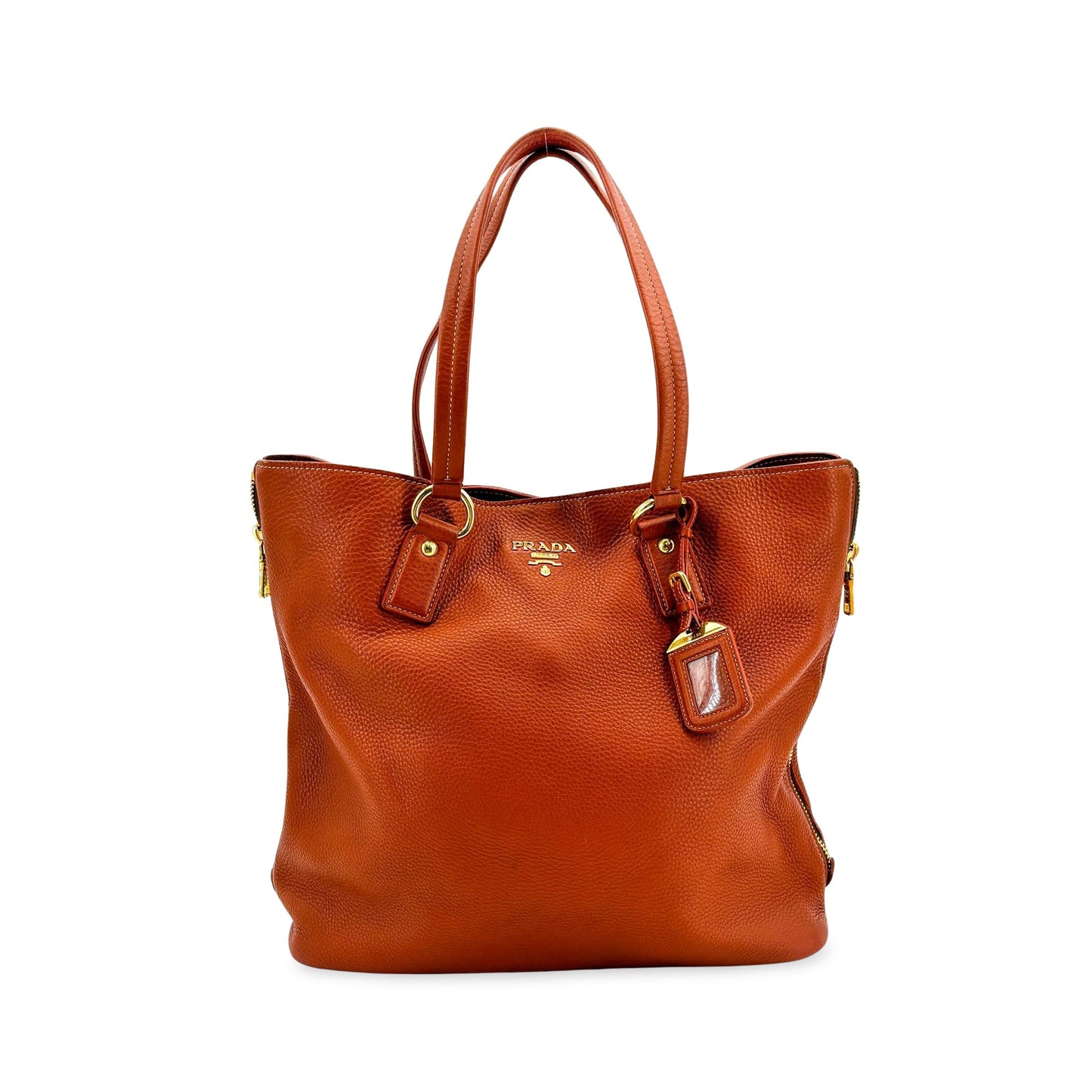 Prada Vitello Daino Tote Bag Brown