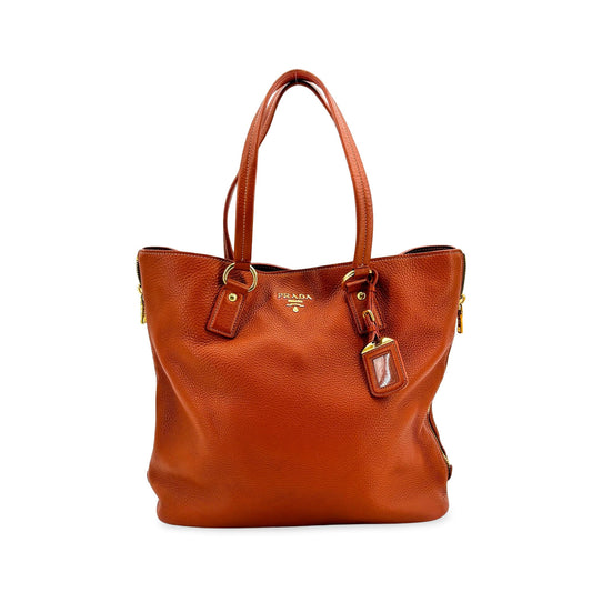 Prada Vitello Daino Tote Bag Brown