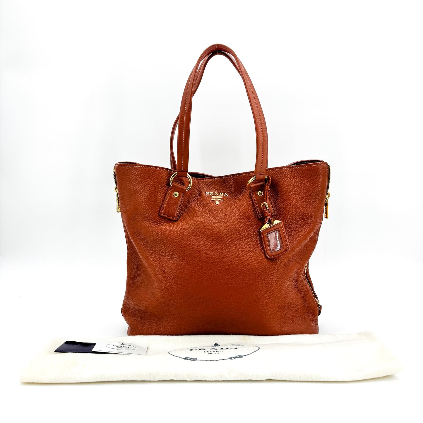 Prada Vitello Daino Tote Bag Brown
