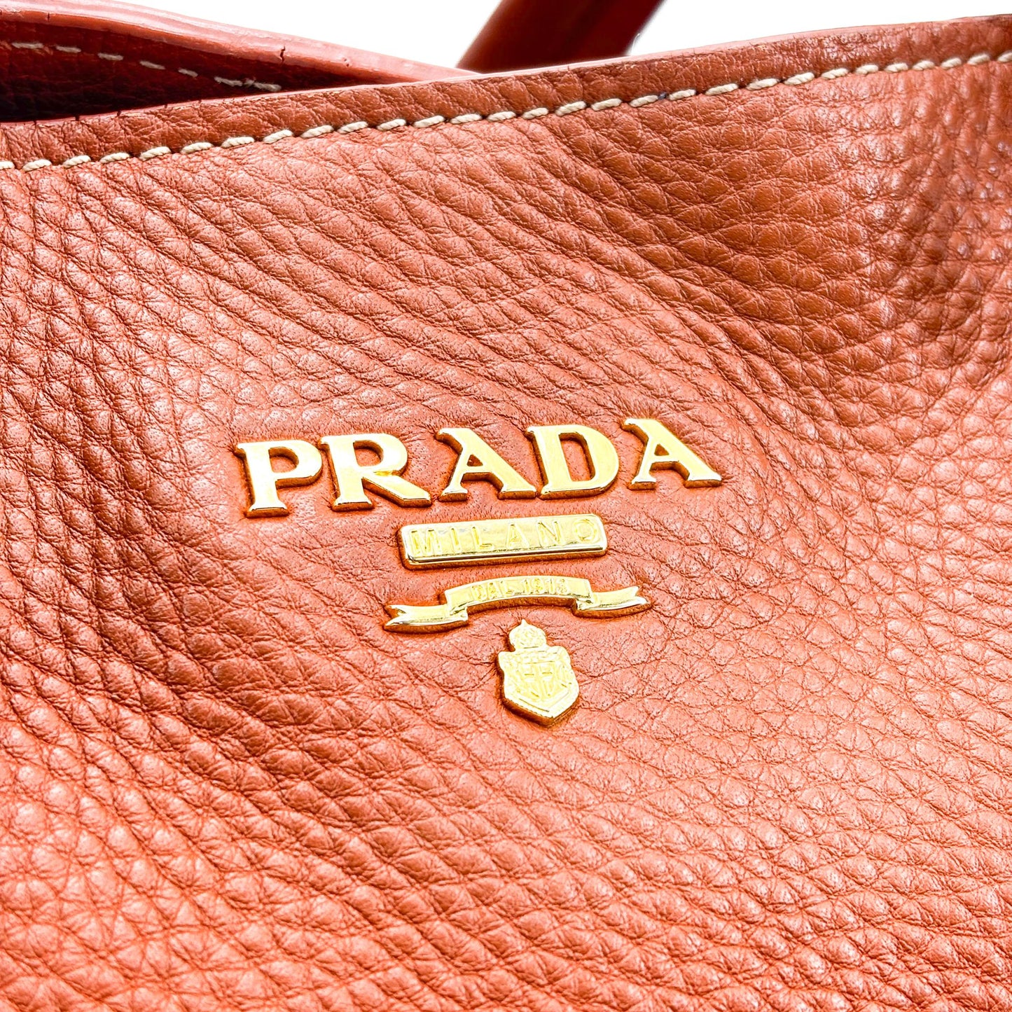 Prada Vitello Daino Tote Bag Brown