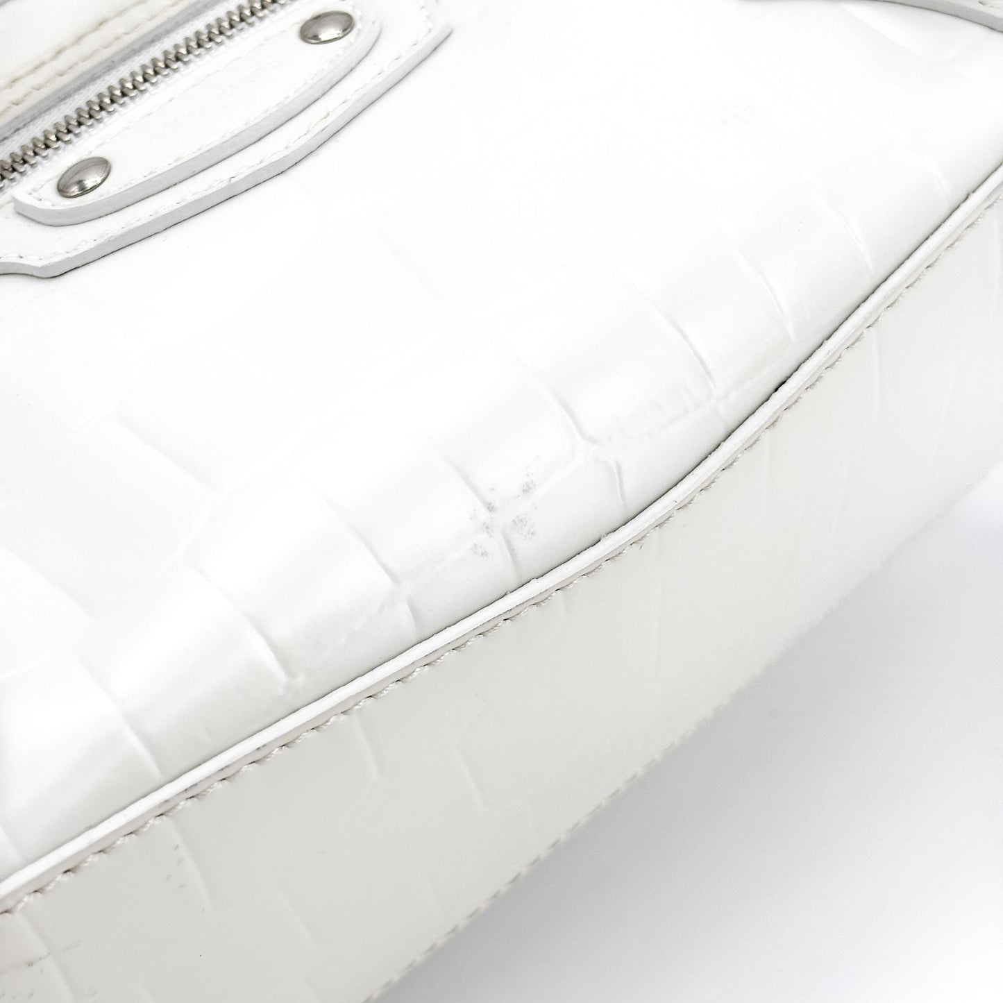 Balenciaga Neo Classic Mini Top Handle Bag White Crocodile