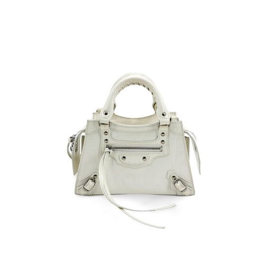 Balenciaga Neo Classic Mini Top Handle Bag White Crocodile