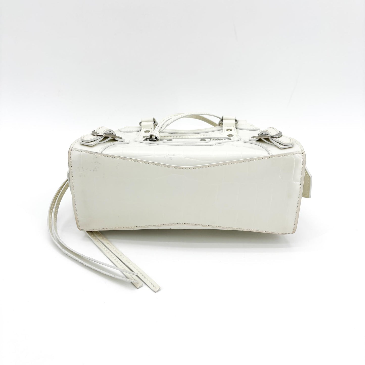Balenciaga Neo Classic Mini Top Handle Bag White Crocodile
