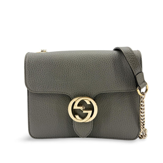 Gucci Interlocking G Chain Shoulder Bag Grey