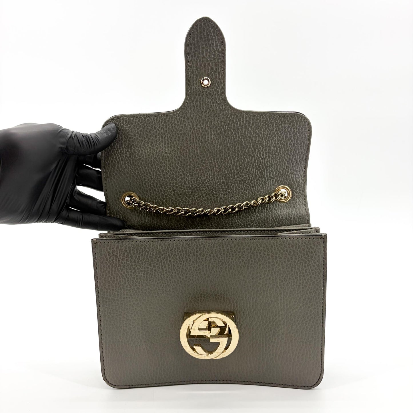 Gucci Interlocking G Chain Shoulder Bag Grey