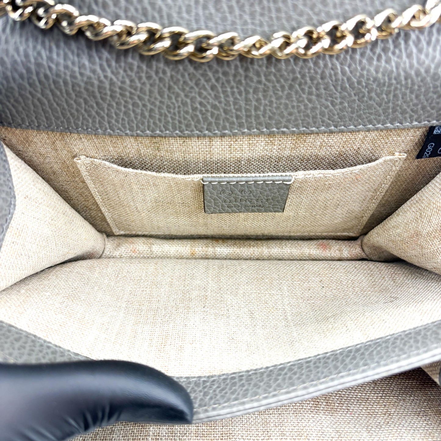 Gucci Interlocking G Chain Shoulder Bag Grey