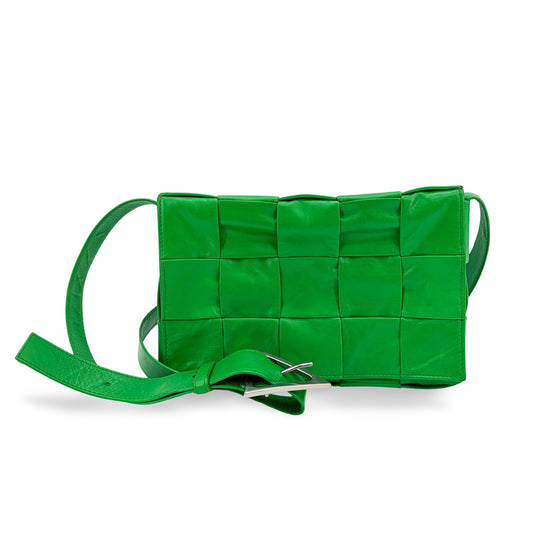Bottega Veneta Intrecciato Weaving Paraket Cassette Bag Green