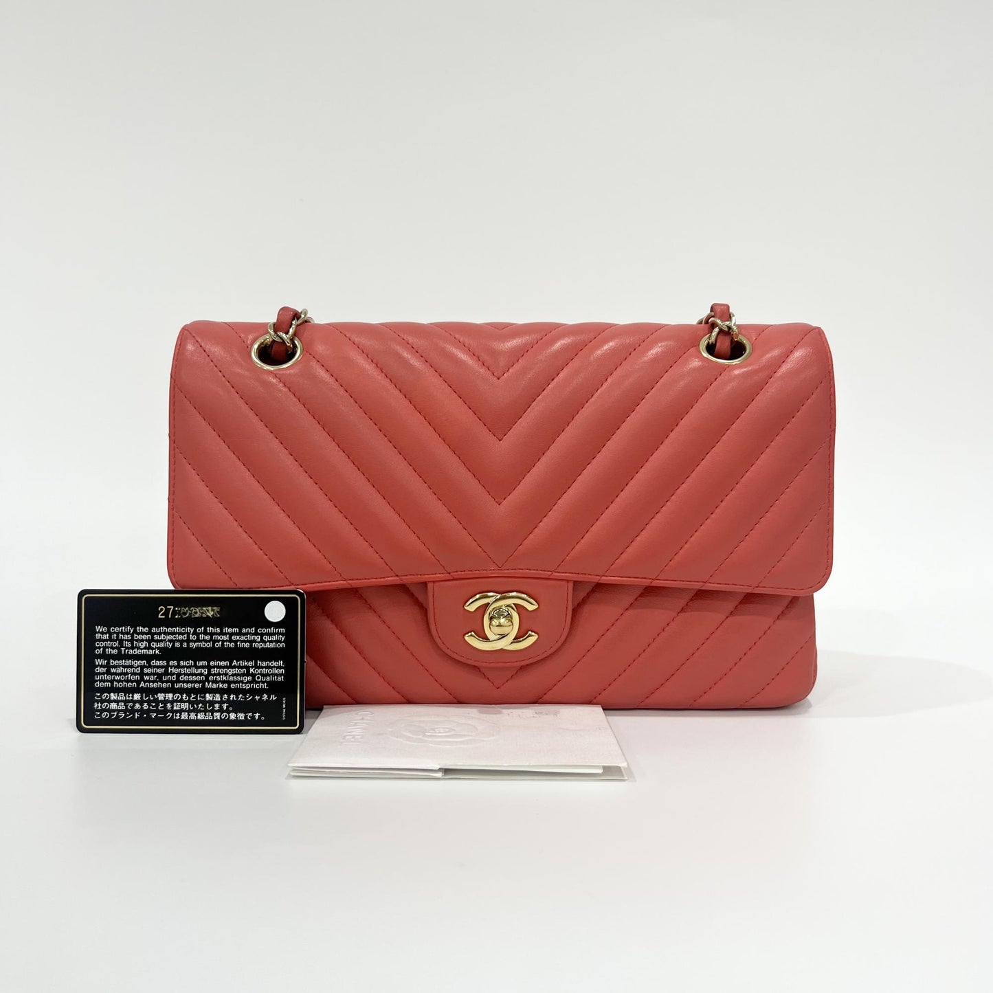 Chanel A01112 Lambskin Chevron Gold Hardware Classic Medium Shoulder Bag