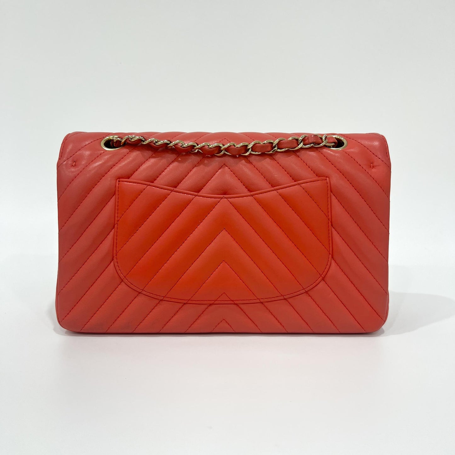 Chanel A01112 Lambskin Chevron Gold Hardware Classic Medium Shoulder Bag