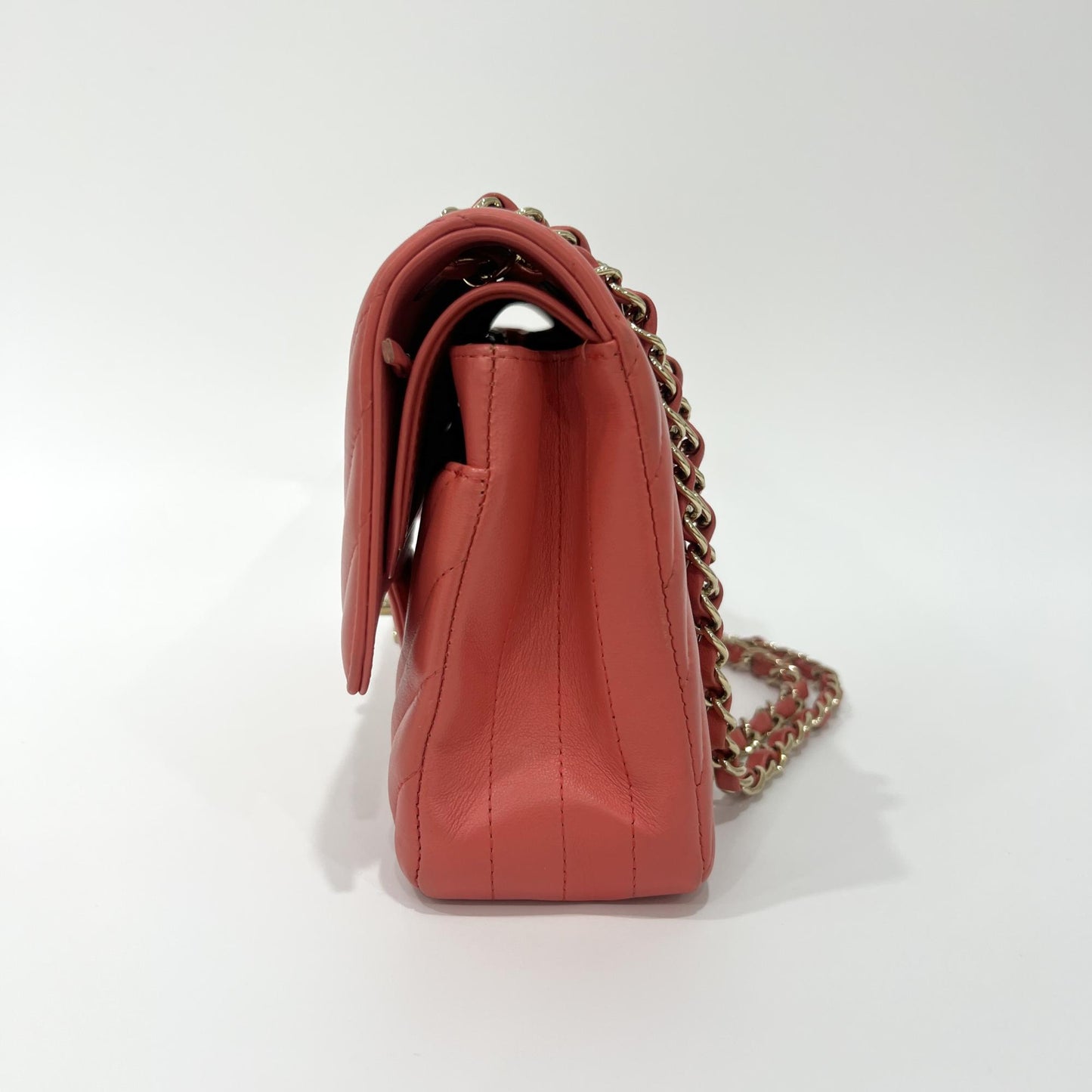 Chanel A01112 Lambskin Chevron Gold Hardware Classic Medium Shoulder Bag