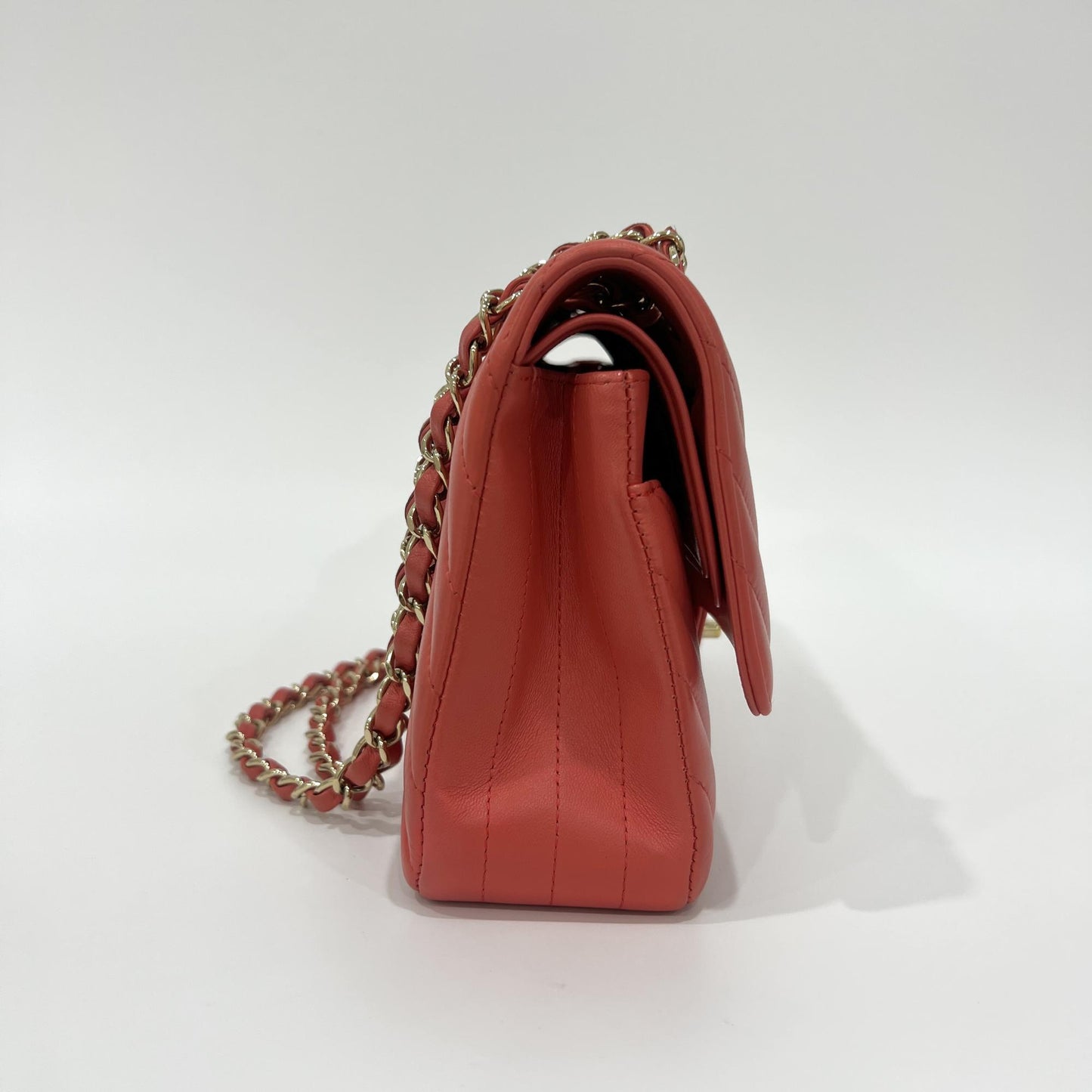 Chanel A01112 Lambskin Chevron Gold Hardware Classic Medium Shoulder Bag