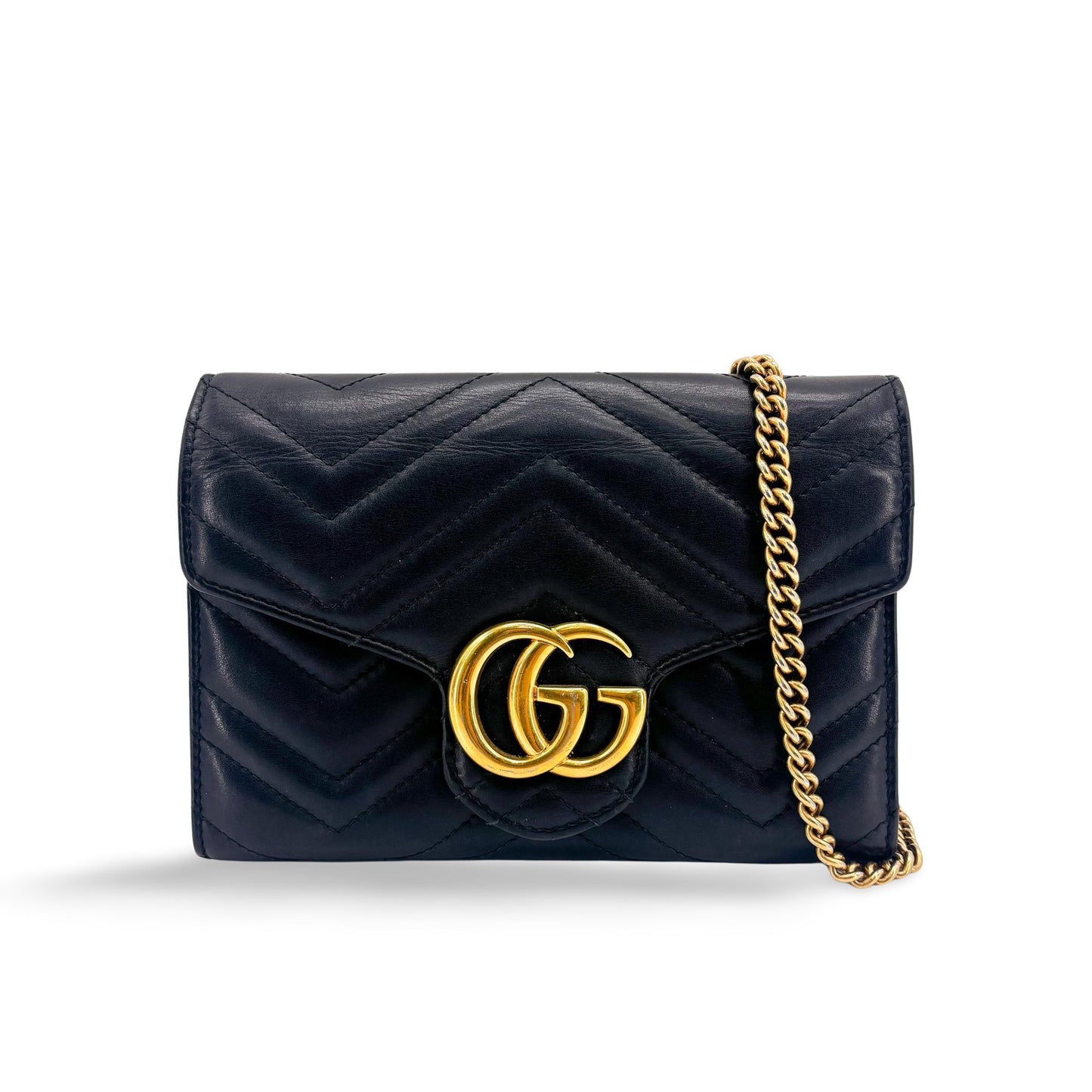 Gucci GG Marmont Matelassé Chain Shoulder Bag Black