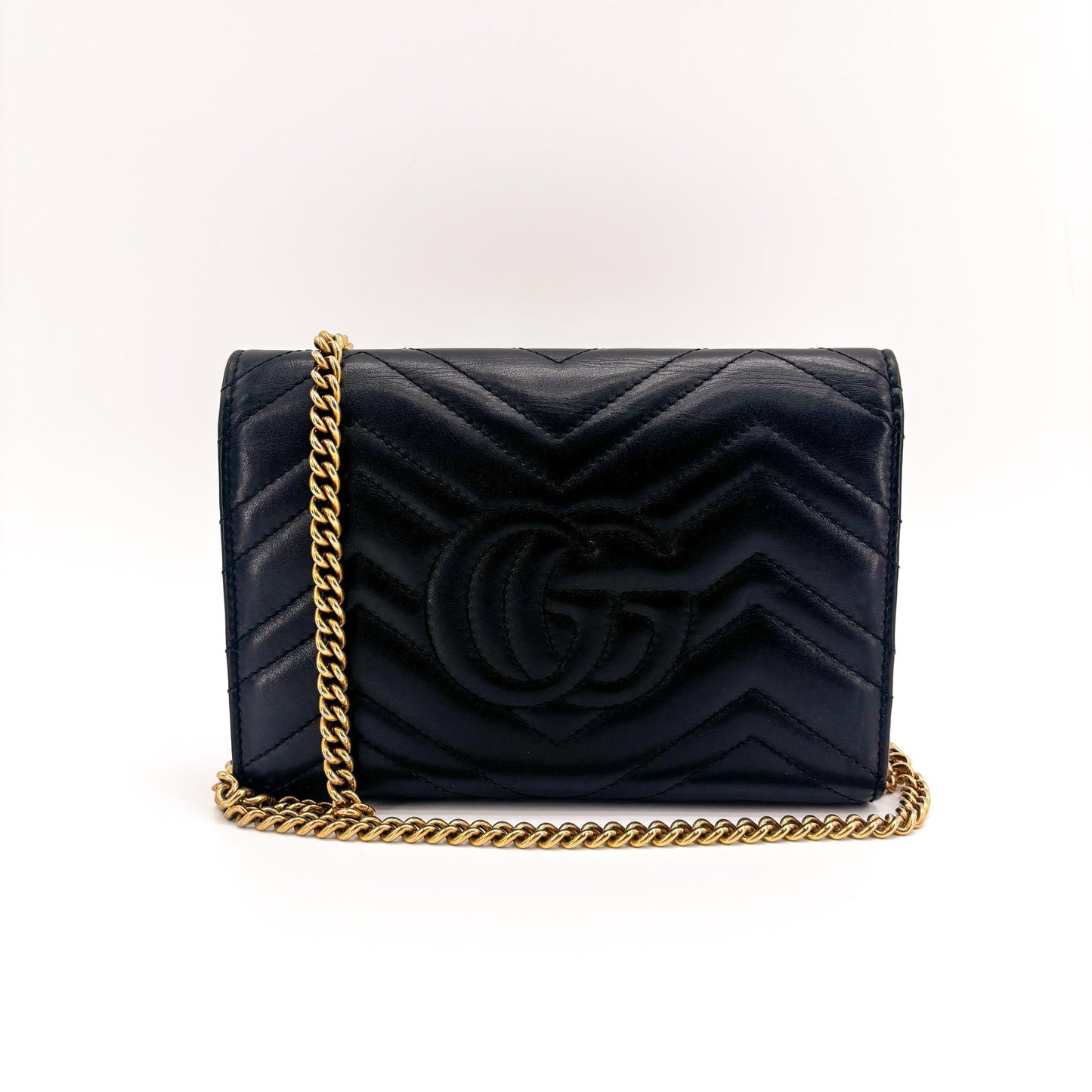Gucci GG Marmont Matelassé Chain Shoulder Bag Black