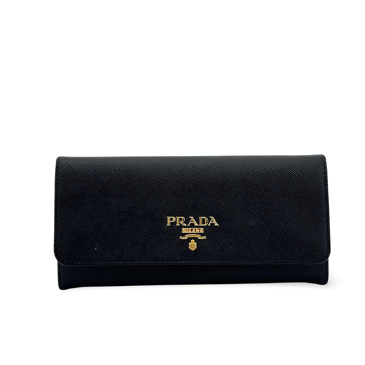 Prada Saffiano Metal Logo Long Wallet Black