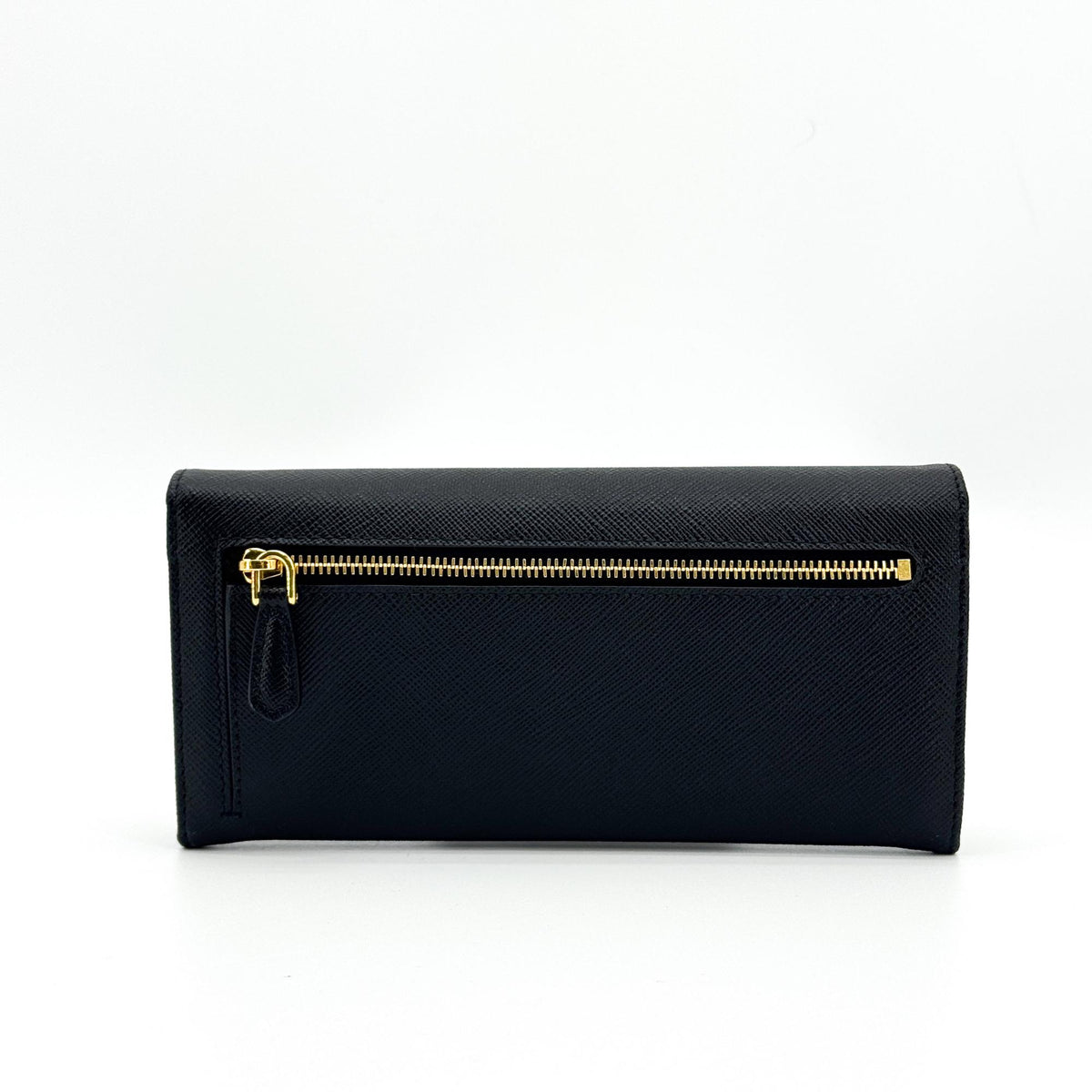 Prada Saffiano Metal Logo Long Wallet Black