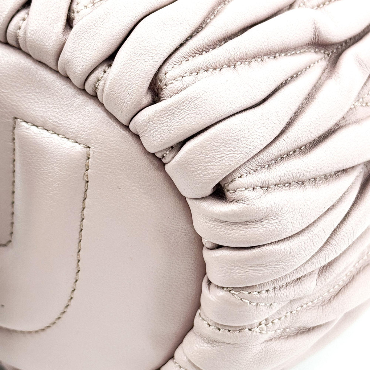Miu Miu Matelassé Leather Drawstring Bucket Bag Pink