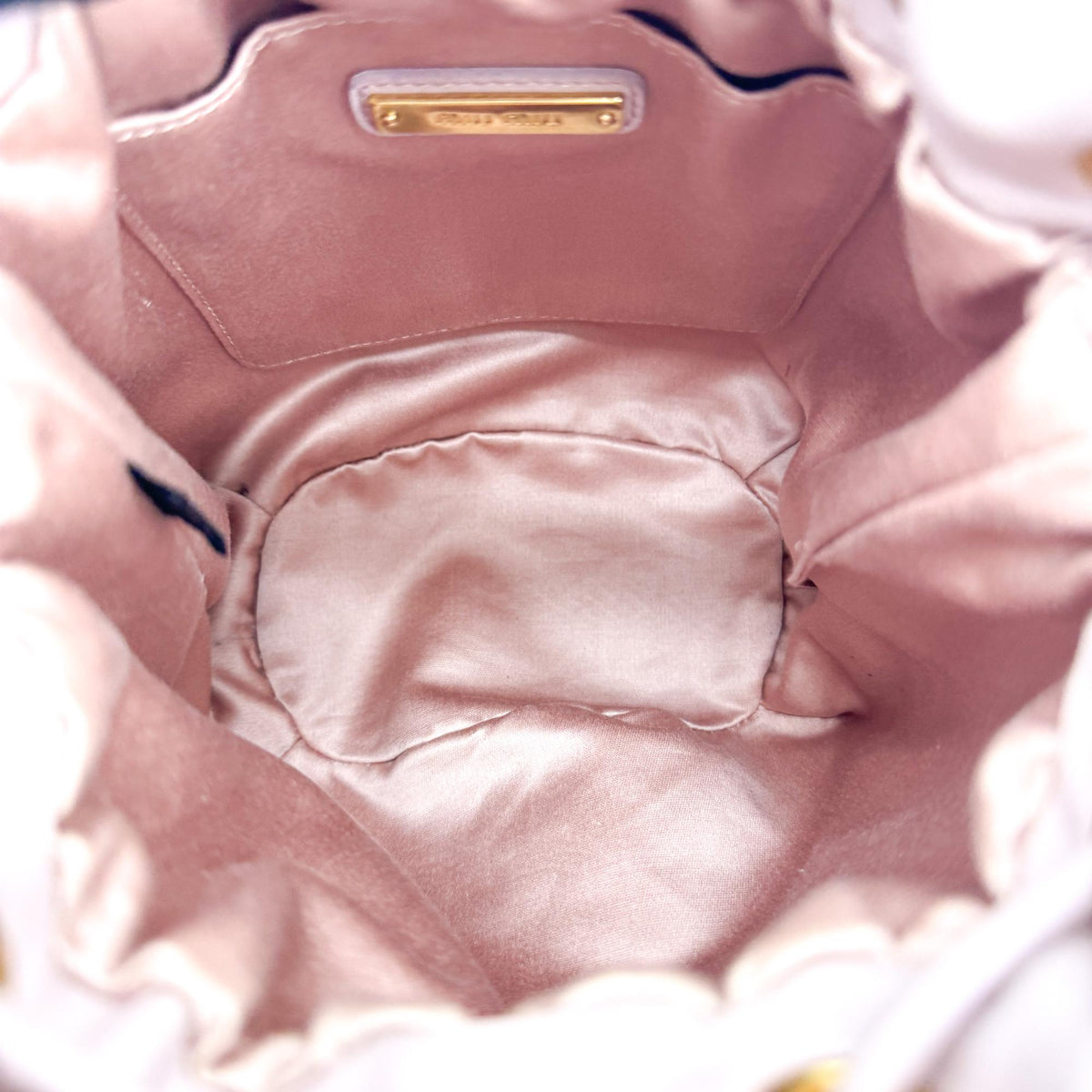 Miu Miu Matelassé Leather Drawstring Bucket Bag Pink