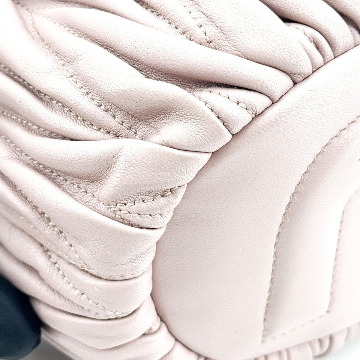 Miu Miu Matelassé Leather Drawstring Bucket Bag Pink
