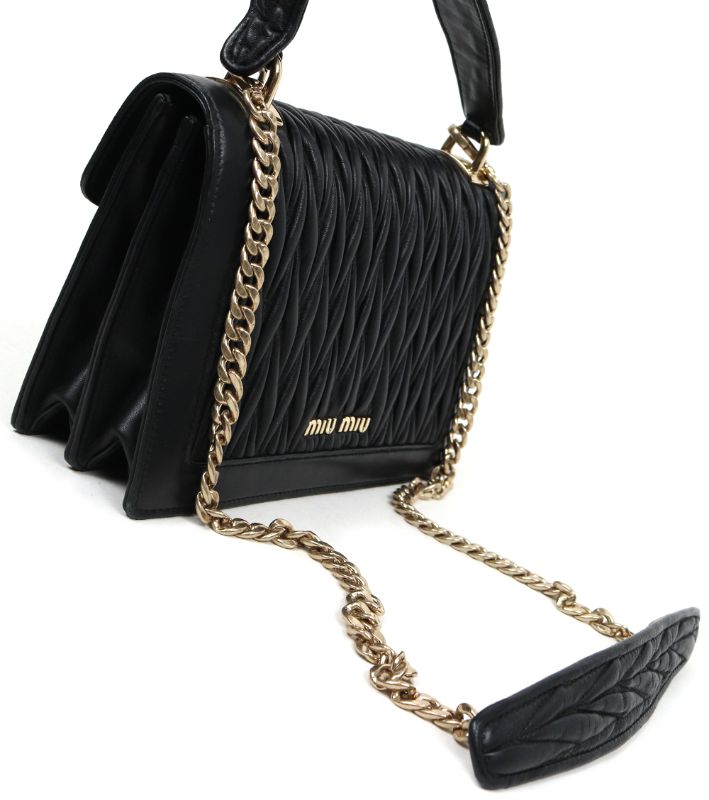 Miu Miu Confidential Matelassé Shoulder Bag Black