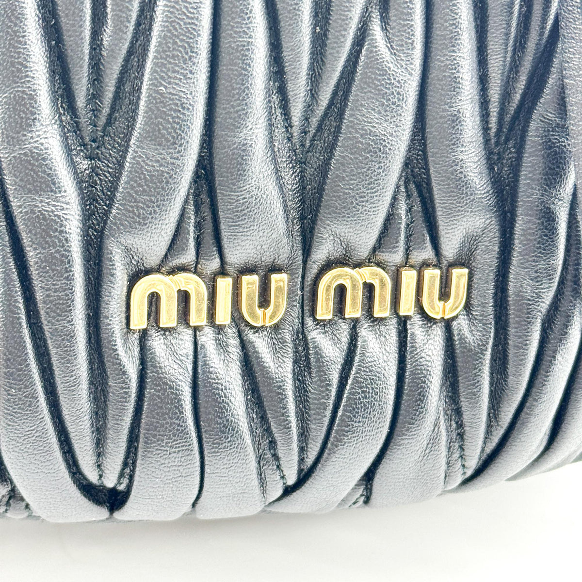 Miu Miu Matelassé Napa Leather Bucket Bag Gold Hardware Black