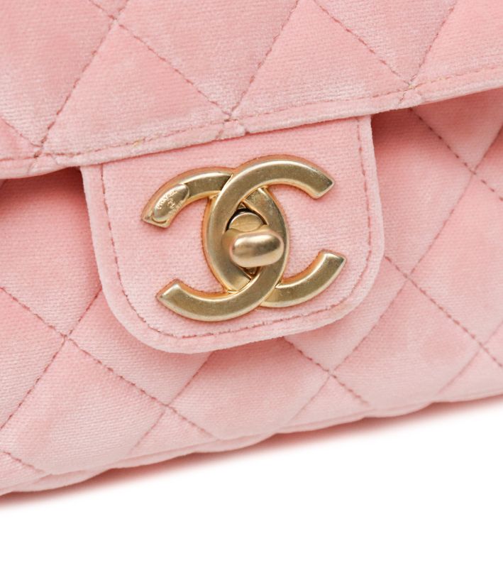 Chanel Season Mini Pink Velvet Shoulder Bag