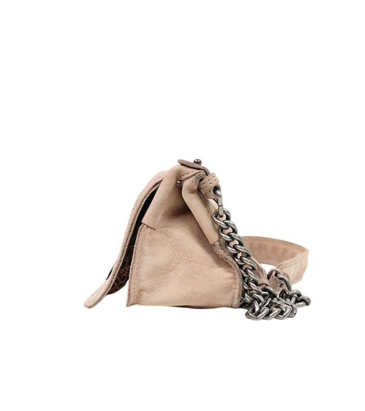 Chanel Beige Suede Quilted CC Flap Shoulder Bag in Suede
